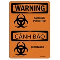 Signmission Safety Sign, OSHA WARNING, 7" Height, 10" Width, Aluminum, Biohazard Bilingual, Landscape OS-WS-A-710-L-12494